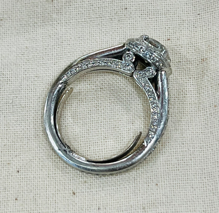 PLATINUM DIAMOND CATHEDRAL STYLE SOLITAIRE ENGAGEMENT RING