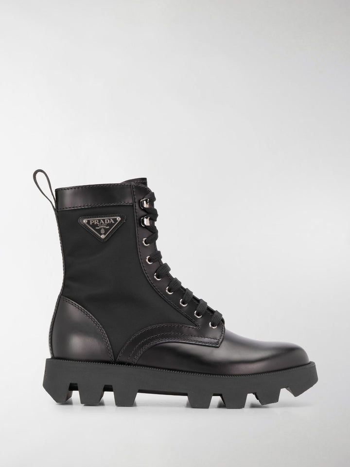 PRADA NYLON- INSET LEATHER COMBAT BOOTS – Caroline display picture 2