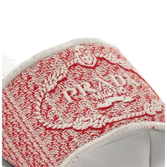 PRADA RICAMO JACQUARD EMBROIDERED SLIDES