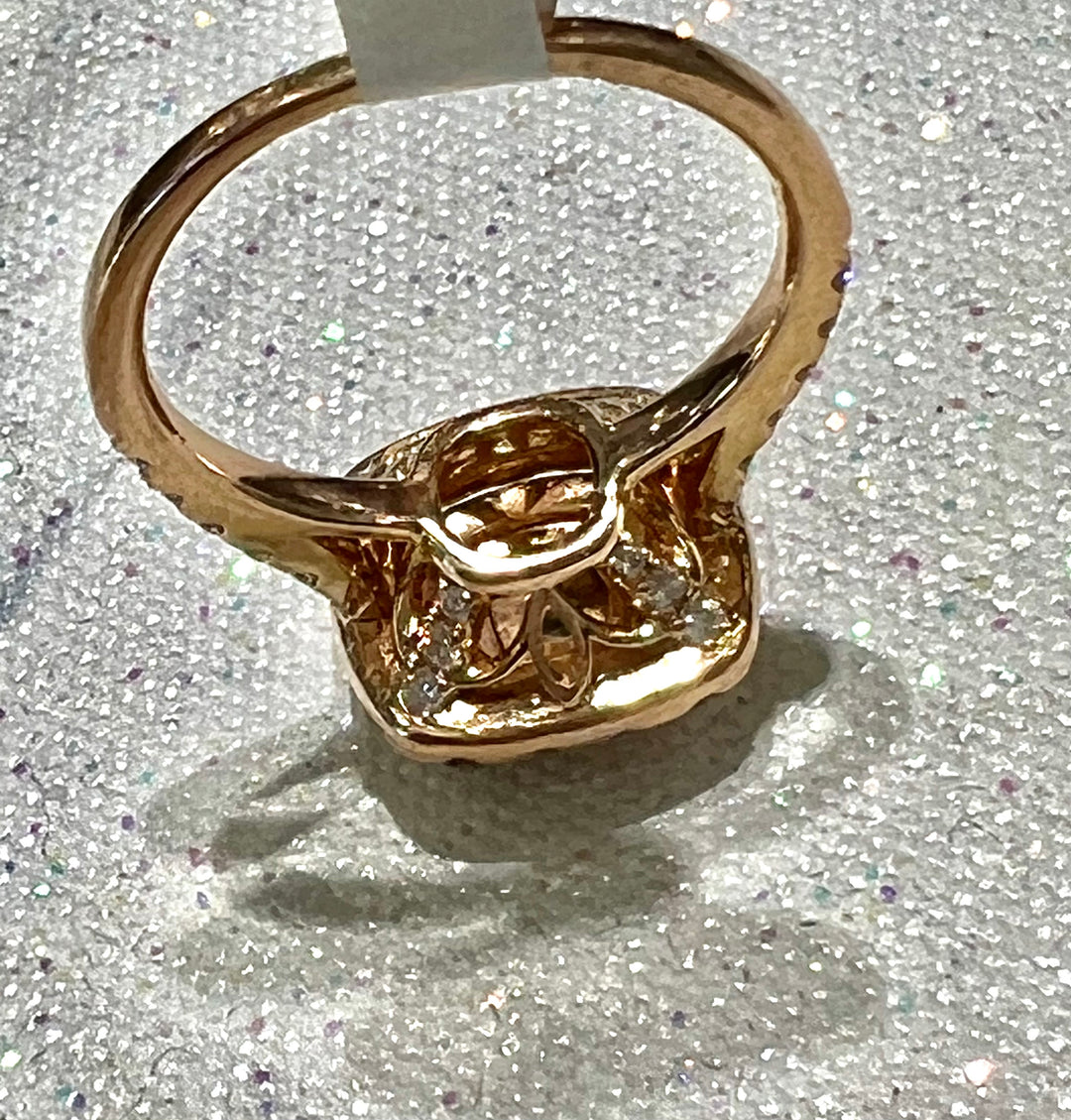 14K ROSE GOLD DIAMOND DOUBLE HALO ENGAGEMENT RING