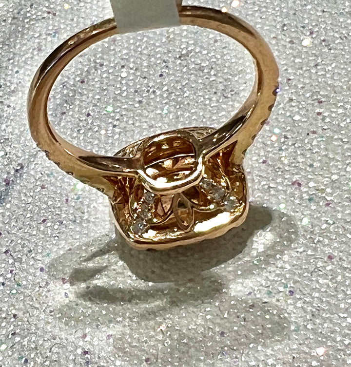 14K ROSE GOLD DIAMOND DOUBLE HALO ENGAGEMENT RING