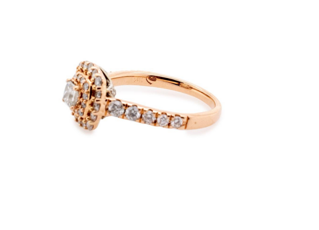 14K ROSE GOLD DIAMOND DOUBLE HALO ENGAGEMENT RING