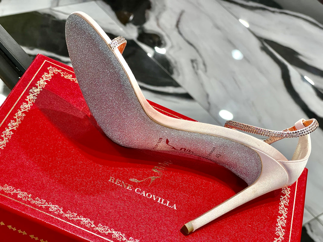 RENÉ CAOVILLA 105MM CRYSTAL HIGH HEEL ANKLE SANDALS