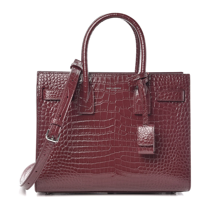 SAINT LAURENT SAC DE JOUR BABY IN EMBOSSED CROCODILE SHINY LEATHER