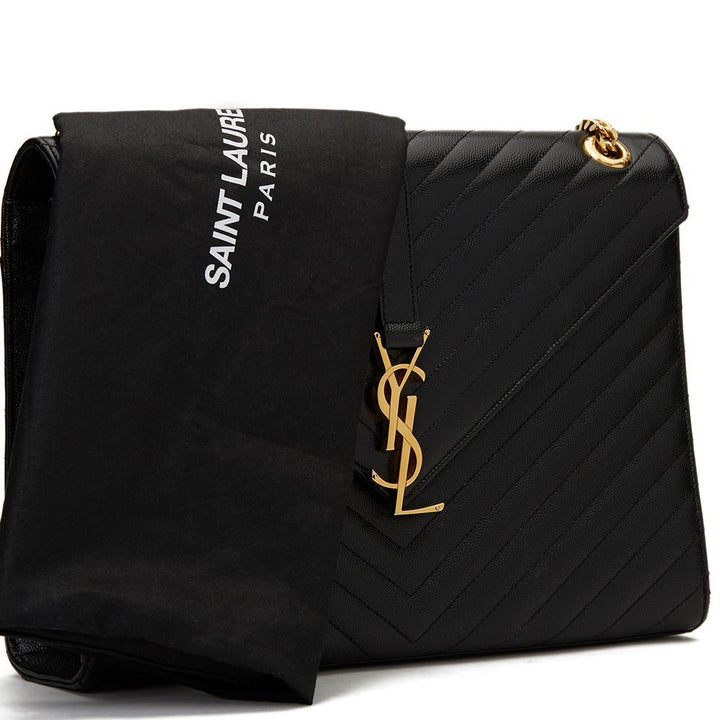 SAINT LAURENT CHEVRON QUILTED CALFSKIN LARGE ENVELOPE BAG