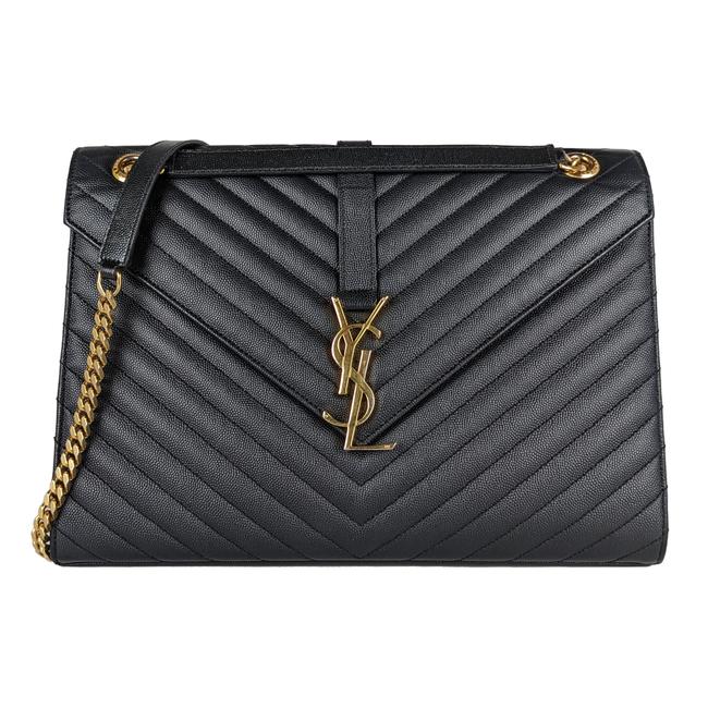SAINT LAURENT CHEVRON QUILTED CALFSKIN LARGE ENVELOPE BAG