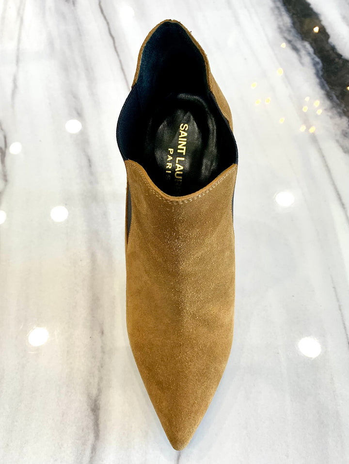 SAINT LAURENT TAN SUEDE BOOTS