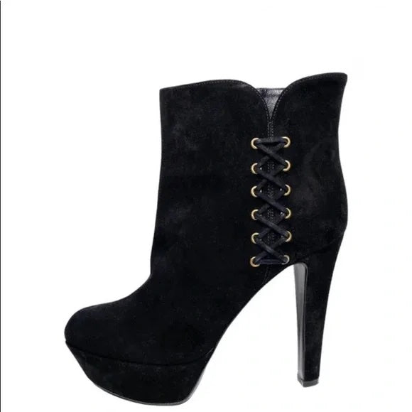 SERGIO ROSSI GILET PLATFORM LACE UP ANKLE BOOTS