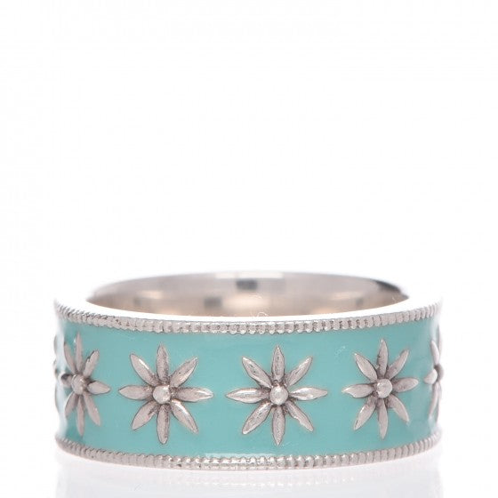 TIFFANY &amp; CO. STERLING SILVER ENAMEL DAISY BAND RING