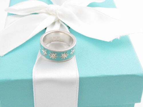 TIFFANY &amp; CO. STERLING SILVER ENAMEL DAISY BAND RING