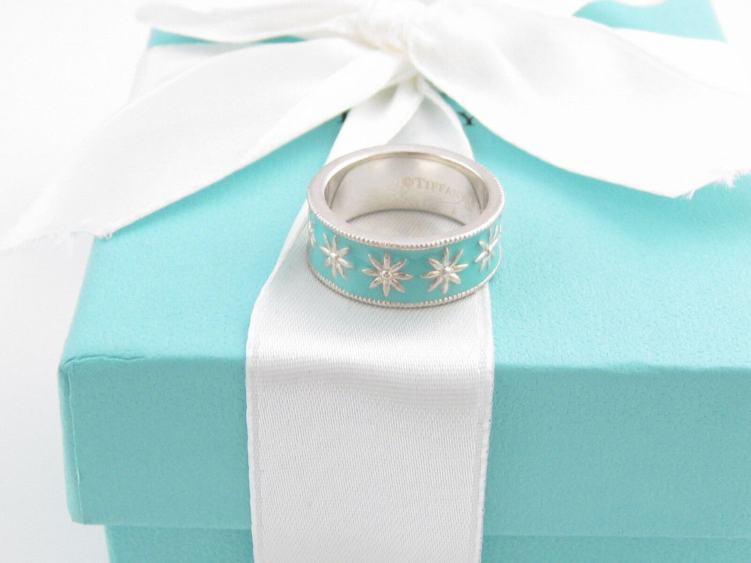 TIFFANY &amp; CO. STERLING SILVER ENAMEL DAISY BAND RING