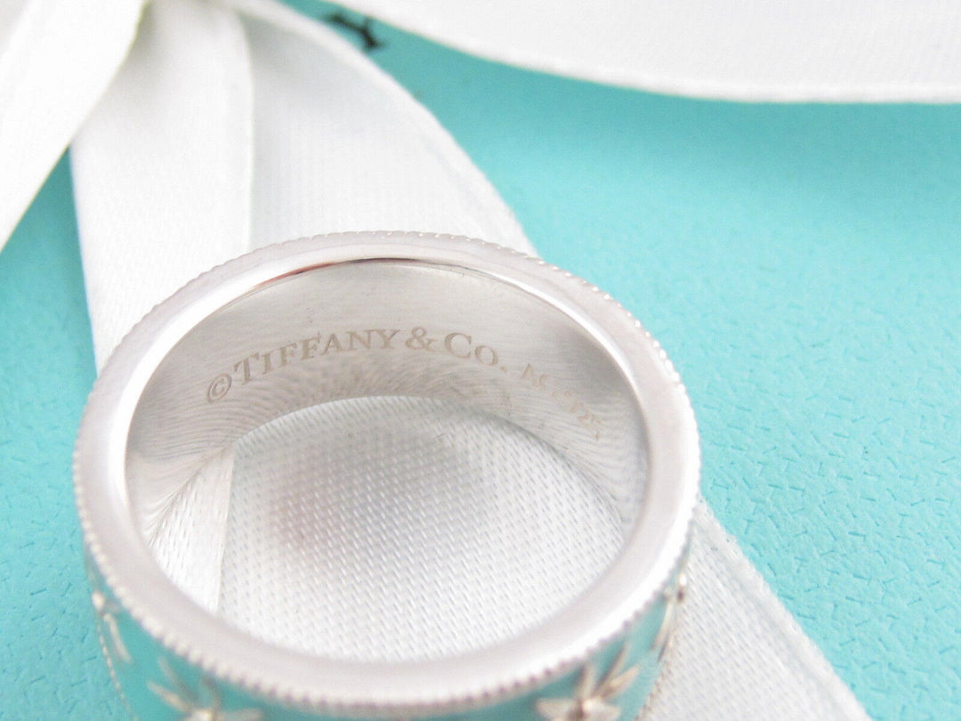 TIFFANY &amp; CO. STERLING SILVER ENAMEL DAISY BAND RING