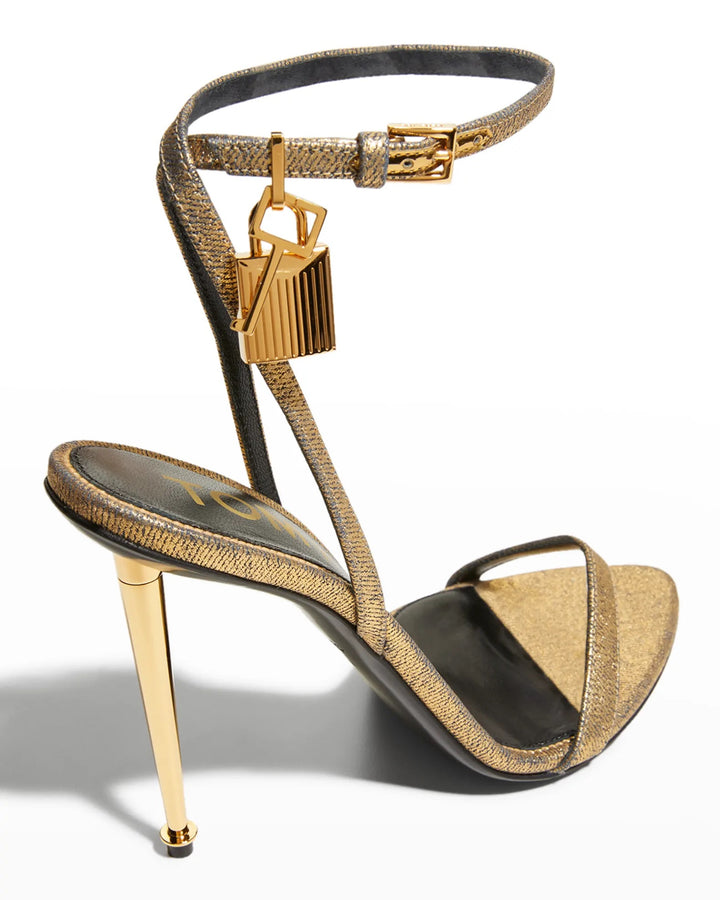 TOM FORD LOCK LEATHER PADLOCK SANDALS 105
