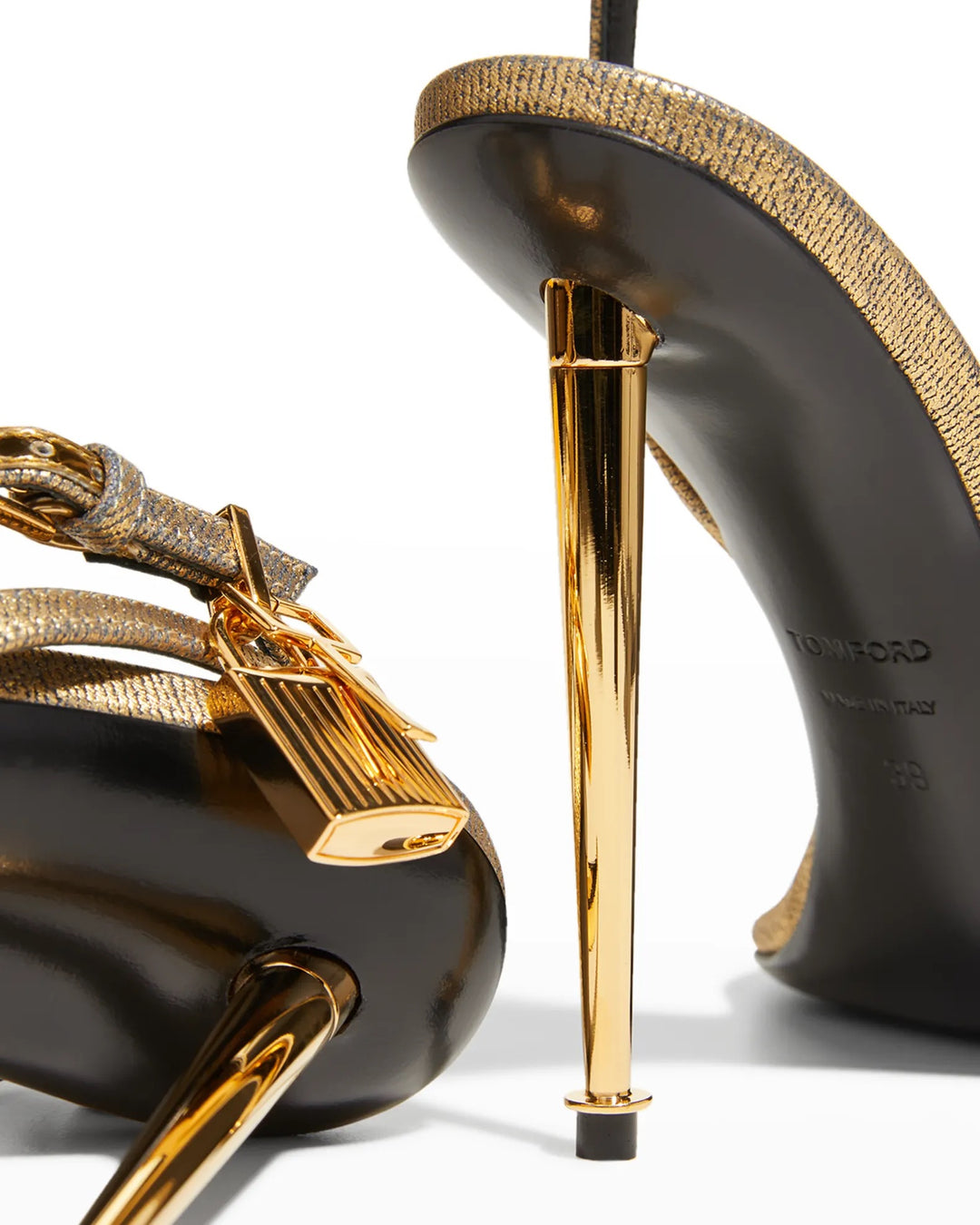 TOM FORD LOCK LEATHER PADLOCK SANDALS 105