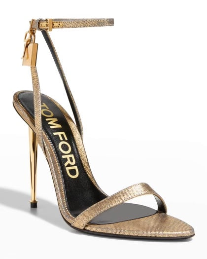 TOM FORD LOCK LEATHER PADLOCK SANDALS 105