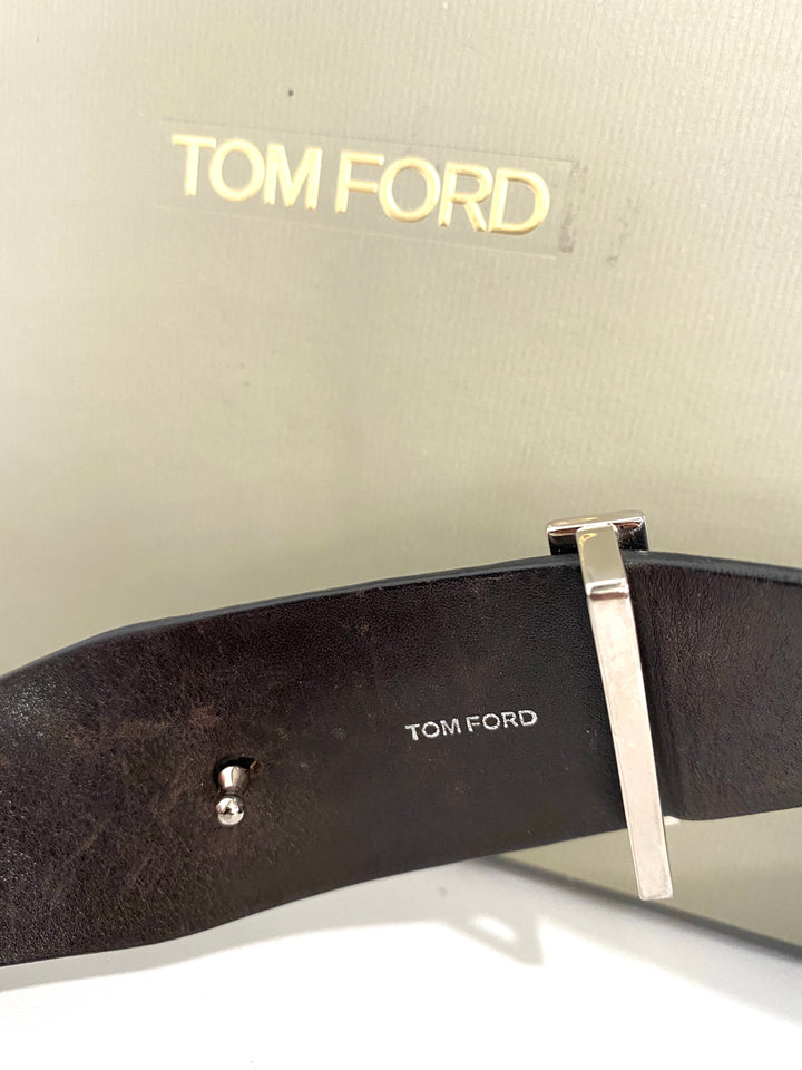 TOM FORD MONOGRAM LEATHER BELT