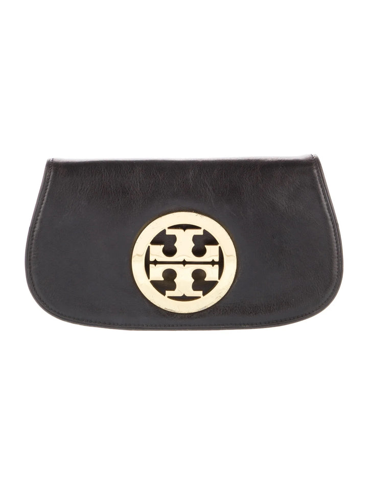 TORY BURCH REVA LOGO CONVERTIBLE CLUTCH BAG WITH CHAIN