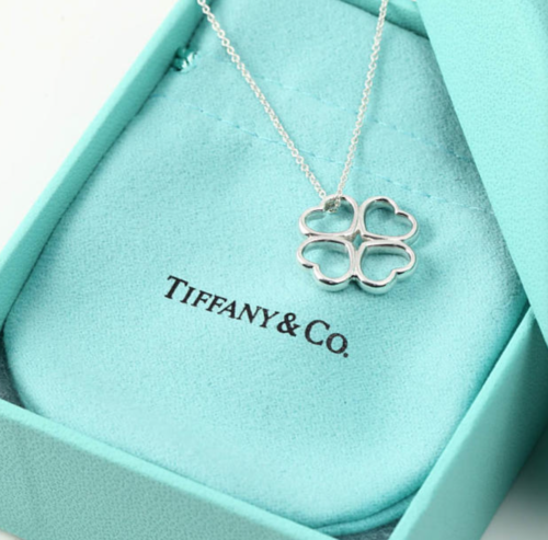TIFFANY &amp; CO. CLOVER HEART SILVER PENDANT NECKLACE