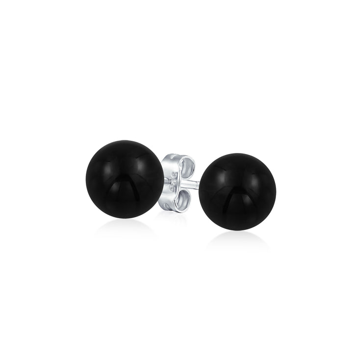 TIFFANY &amp; CO. BLACK ONYX BALL STUD EARRINGS