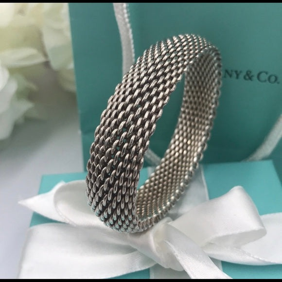 TIFFANY &amp; CO. STERLING SILVER SOMERSET MESH WEAVE BRACELET