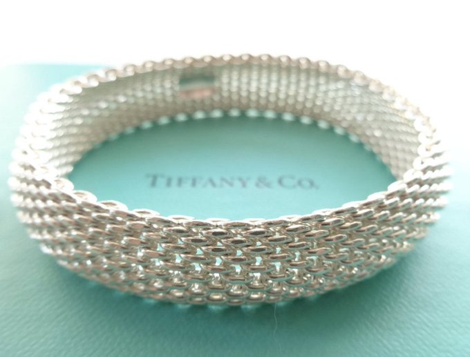 TIFFANY &amp; CO. STERLING SILVER SOMERSET MESH WEAVE BRACELET