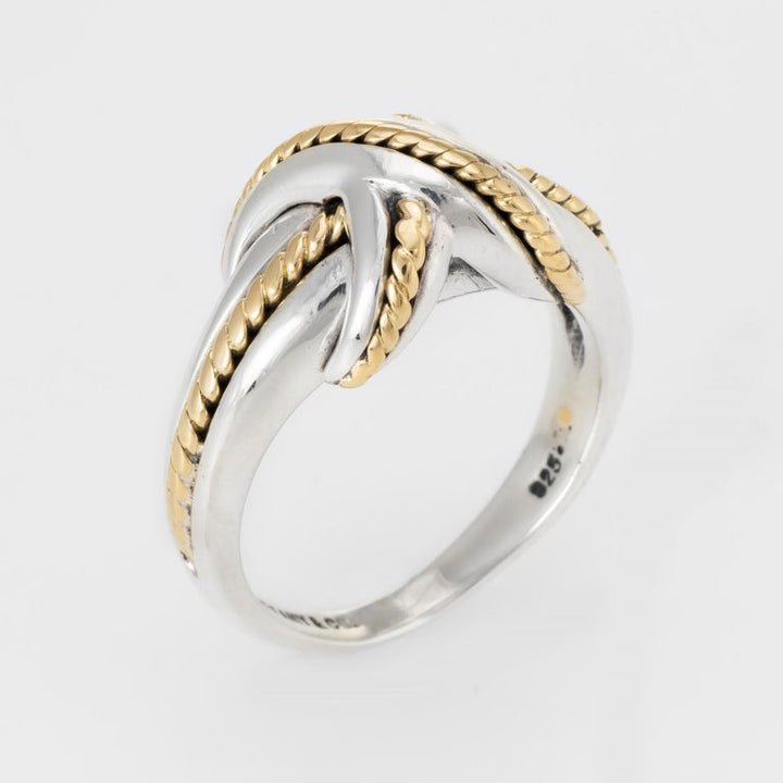 Tiffany &amp; Co. Signature X Cross Ring Vintage Sterling Silver 18 Karat Gold