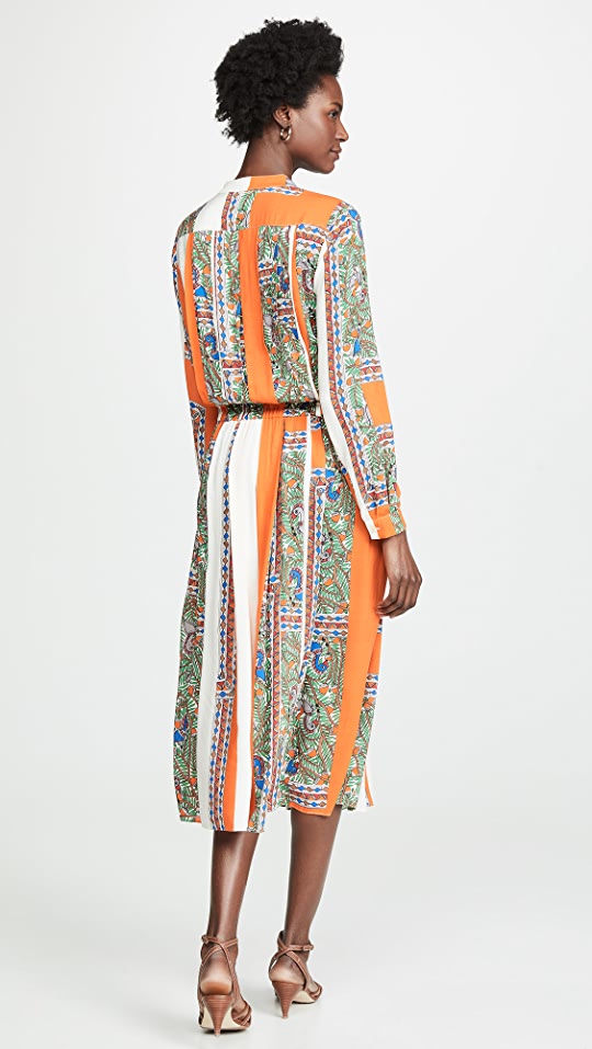 TORY BURCH Long Sleeve Print Midi Dress