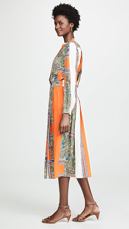 TORY BURCH Long Sleeve Print Midi Dress