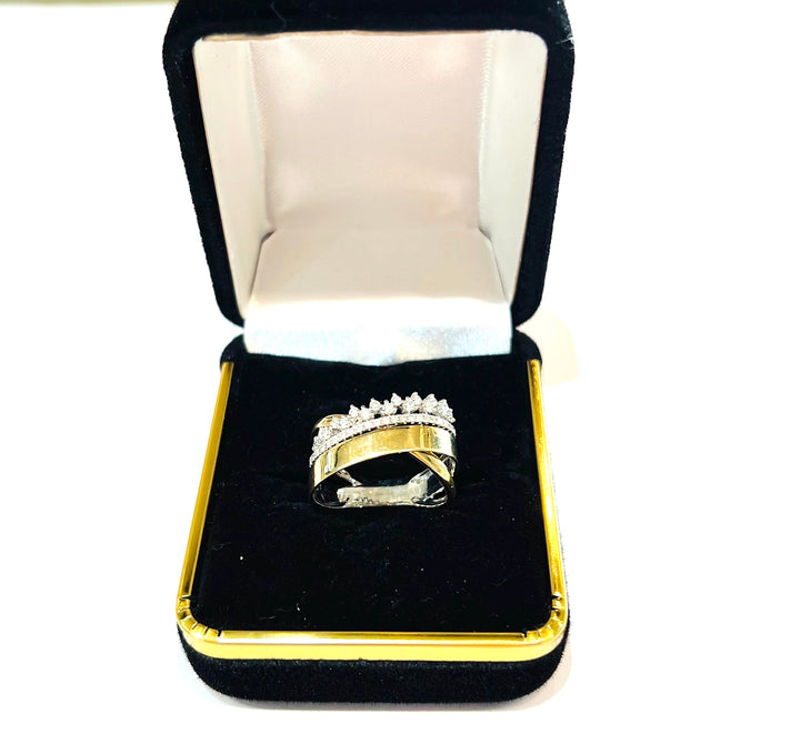 TWO TONE TRIPLE STRAND DIAMOND RING