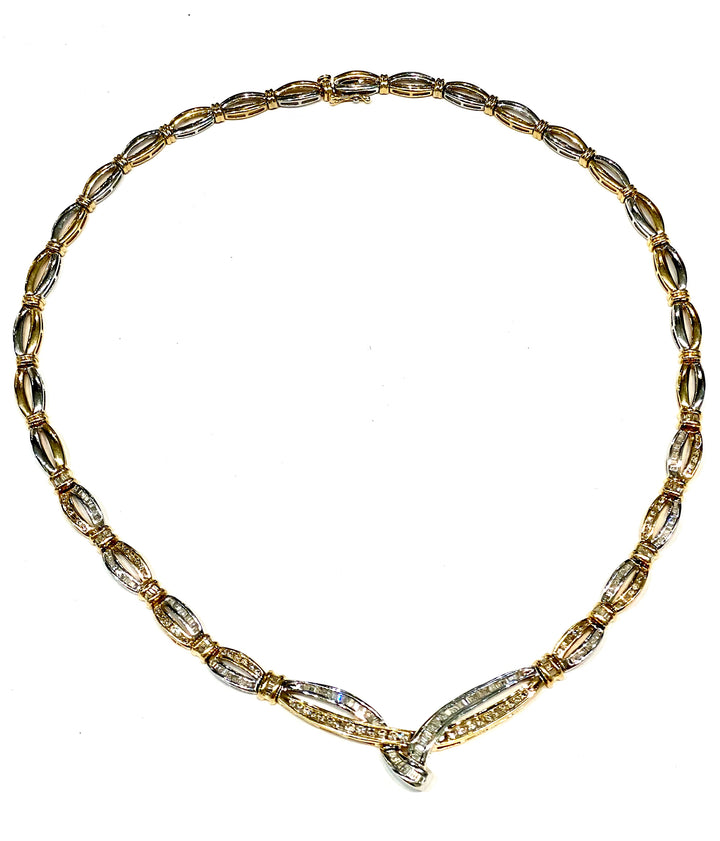 TWO TONED 14K GOLD DIAMONDS NECKLACE