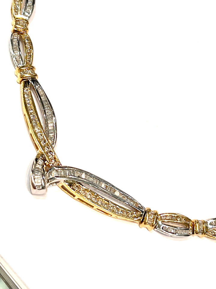 TWO TONED 14K GOLD DIAMONDS NECKLACE