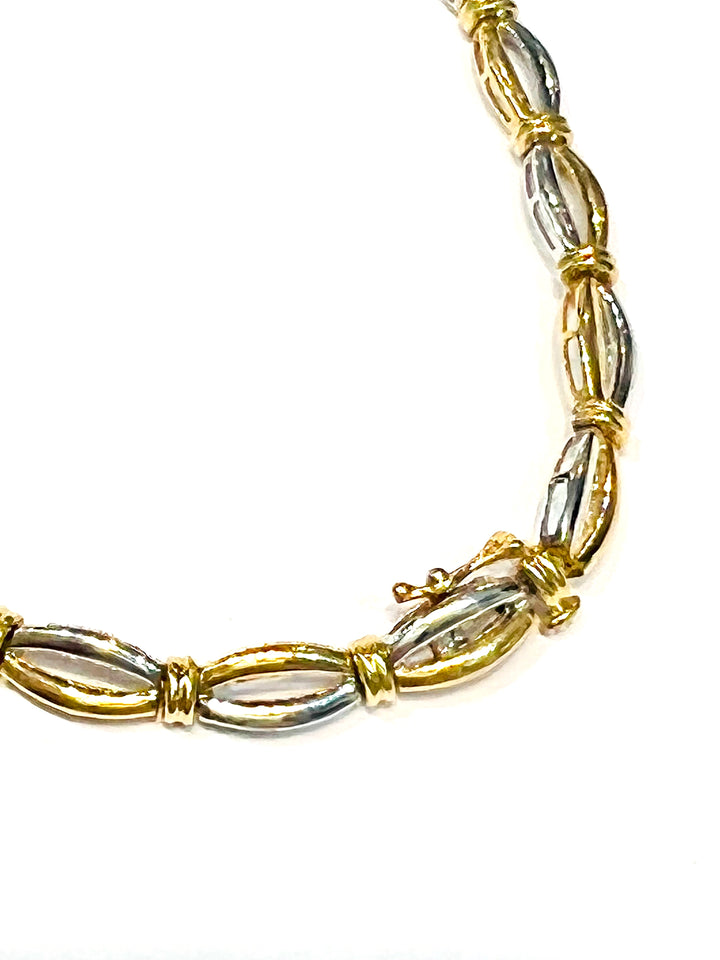 TWO TONED 14K GOLD DIAMONDS NECKLACE