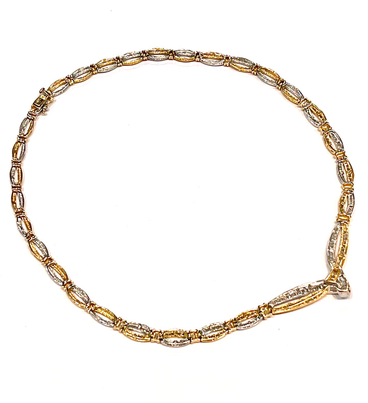 TWO TONED 14K GOLD DIAMONDS NECKLACE