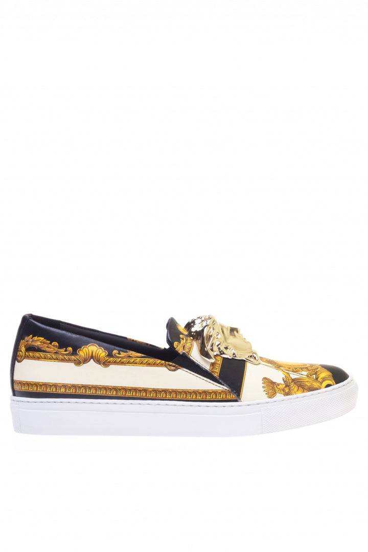 VERSACE BAROQUE PRINT MEDUSA HEAD SLIP ON SNEAKERS