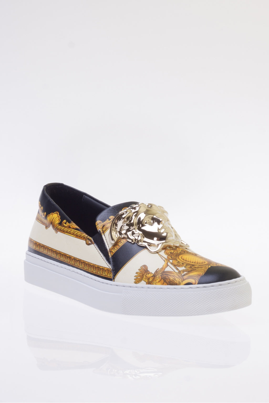 VERSACE BAROQUE PRINT MEDUSA HEAD SLIP ON SNEAKERS