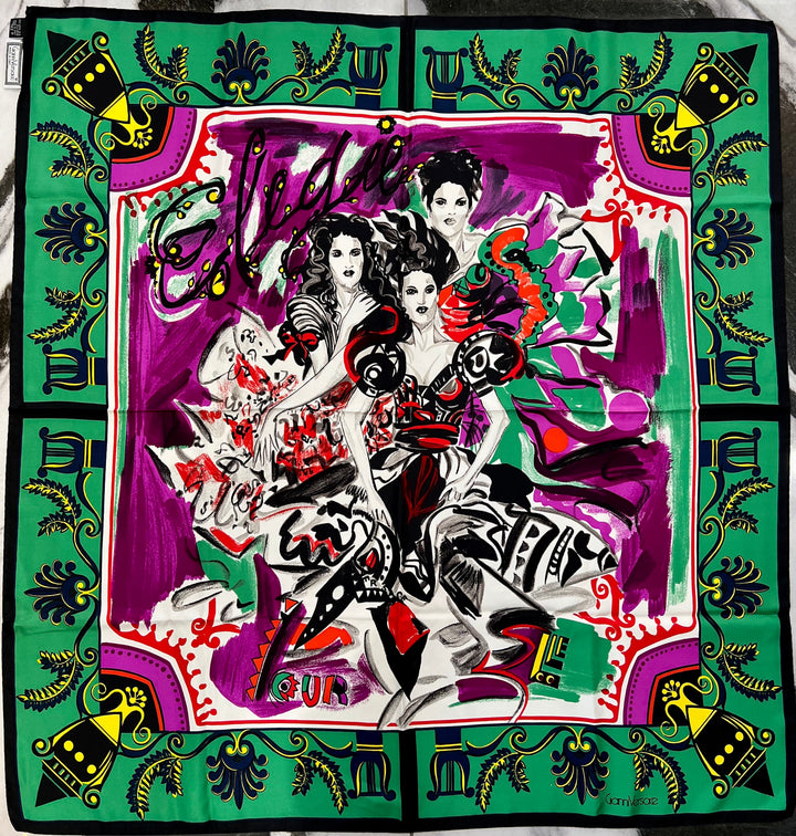 VERSACE GRAPHIC PRINT SILK SCARF