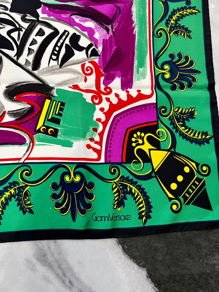 VERSACE GRAPHIC PRINT SILK SCARF