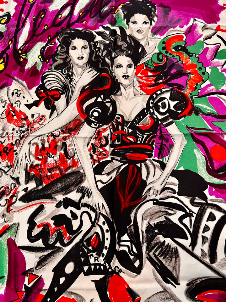 VERSACE GRAPHIC PRINT SILK SCARF