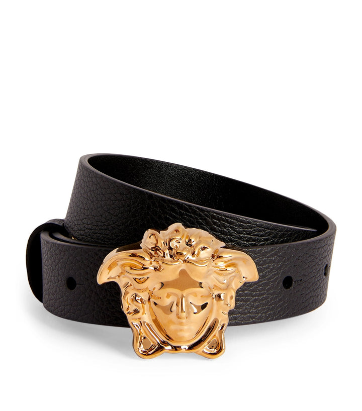 VERSACE LA MEDUSA BUCKLE LEATHER BELT