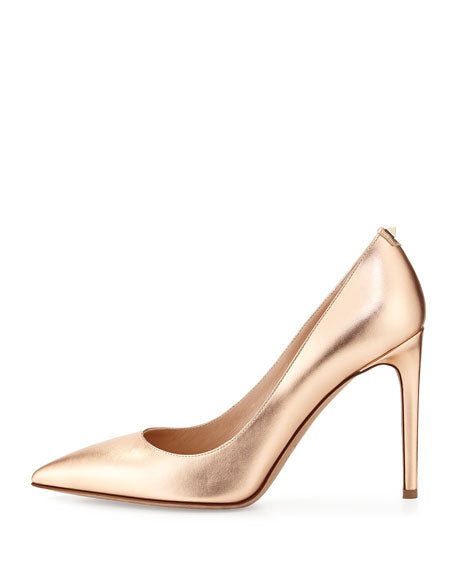 VALENTINO GARAVANI METALLIC LEATHER POINTED TOE PUMPS