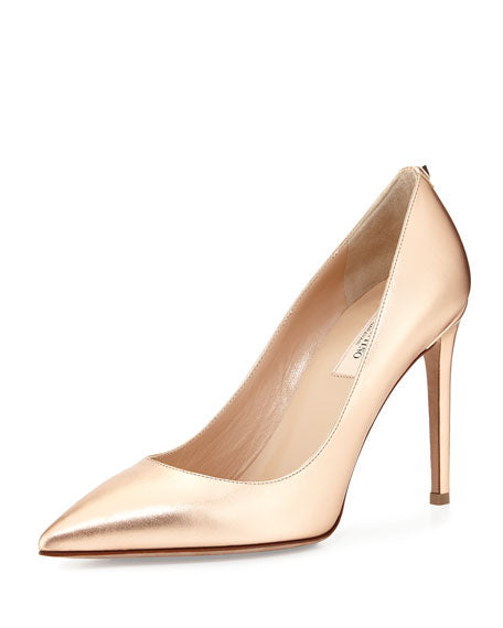 VALENTINO GARAVANI METALLIC LEATHER POINTED TOE PUMPS