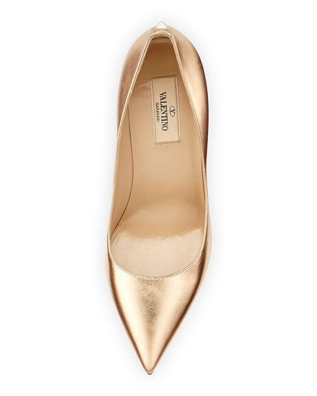 VALENTINO GARAVANI METALLIC LEATHER POINTED TOE PUMPS