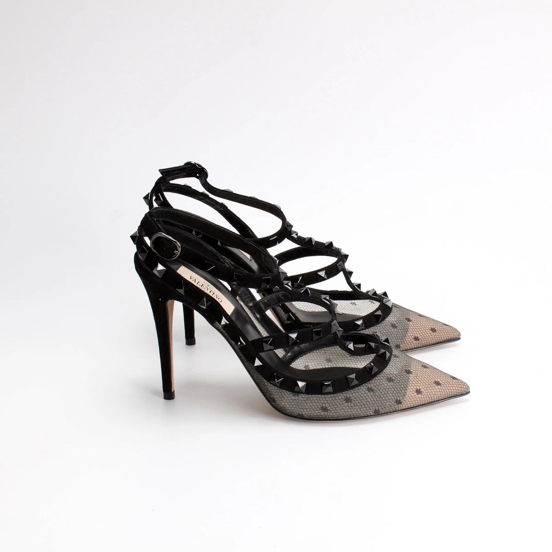 VALENTINO GARAVANI ROCKSTUD CAGED POINTED TOE PUMPS
