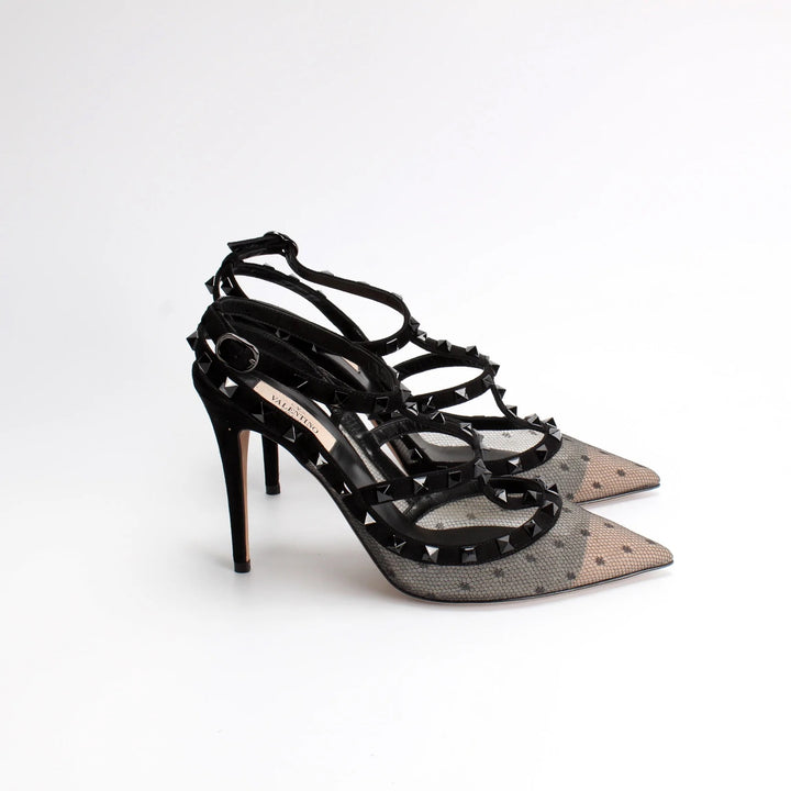 VALENTINO GARAVANI ROCKSTUD CAGED POINTED TOE PUMPS