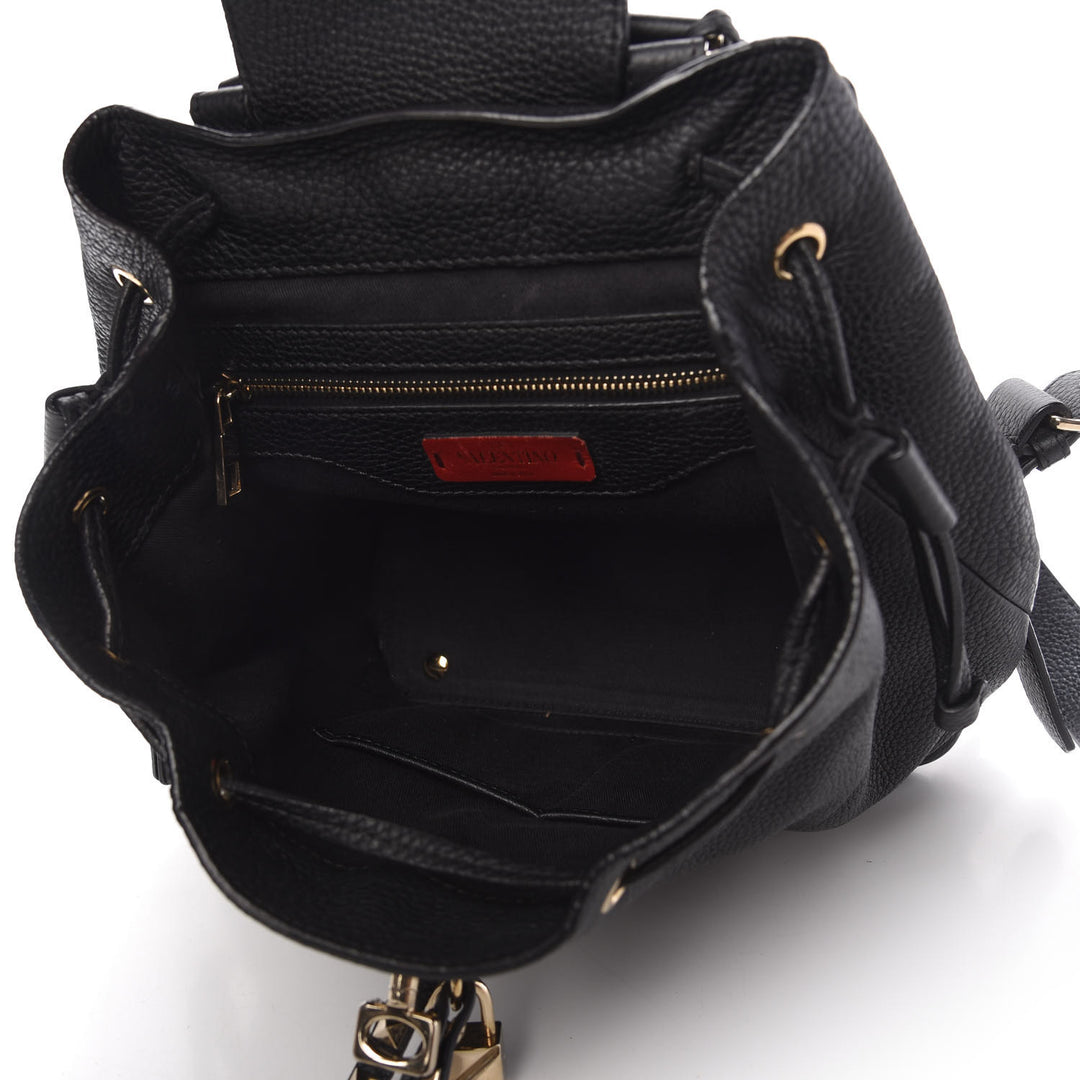 VALENTINO Pebbled Calfskin Rockstud Drawstring Backpack