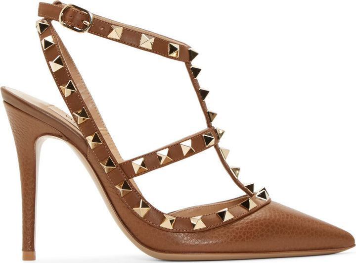VALENTINO GARAVANI ROCKSTUD ANKLE T STRAP HEELS
