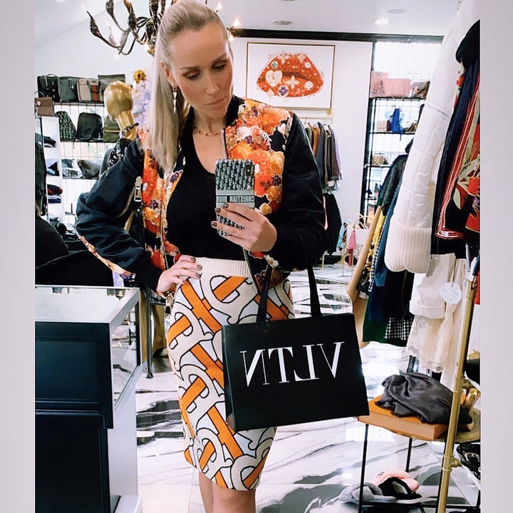 VALENTINO VLTN PRINTED CALFSKIN TOTE BAG