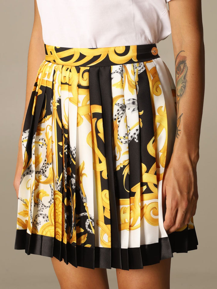 VERSACE PLEATED SKIRT WITH BAROQUE ACANTHUS PRINT