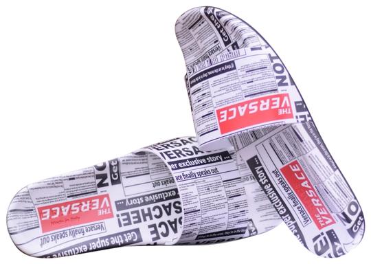 Versace White Newspaper Printed Slides – Caroline display picture 1