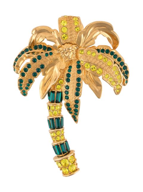 VERSACE CRYSTAL-EMBELLISHED PALM TREE BROOCH